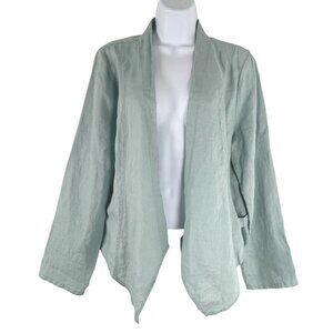 Soft‎ Surroundings Grove Linen Jacket Medium Gray Mist Seafoam NWT CJ-1815